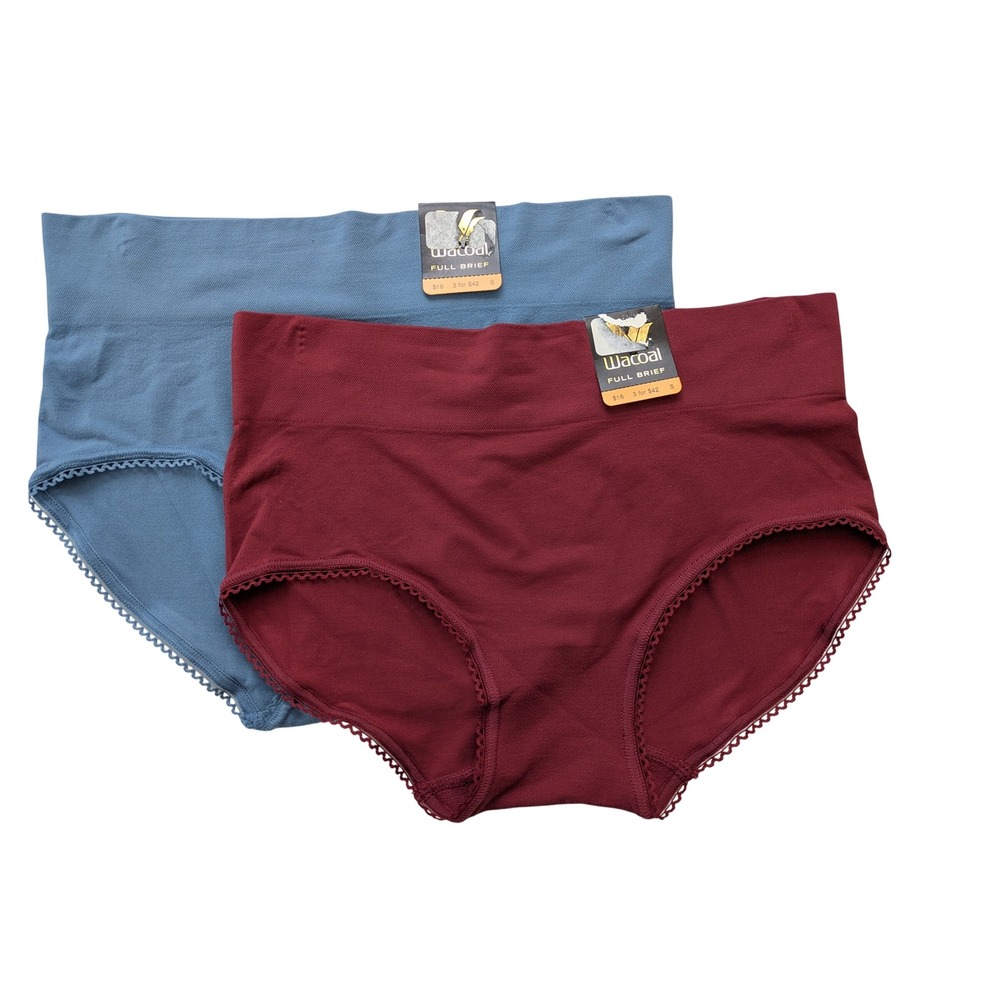 Wacoal 875332 Feeling Flexible Full‎ Brief Panty 2 Pair Small Red Blue  NWT